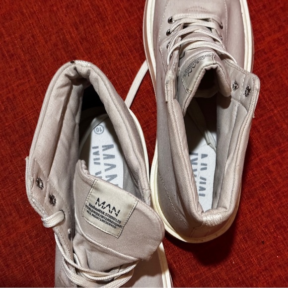 Boohoo Man Canvas Branded High Top - light khaki sz 11 - Picture 7 of 9